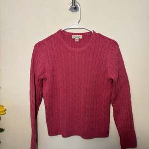 St. John's Bay Classic Cable Knit Crew Neck Sweater in Pink